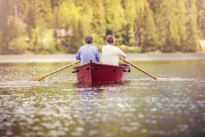 retired couple in a boat